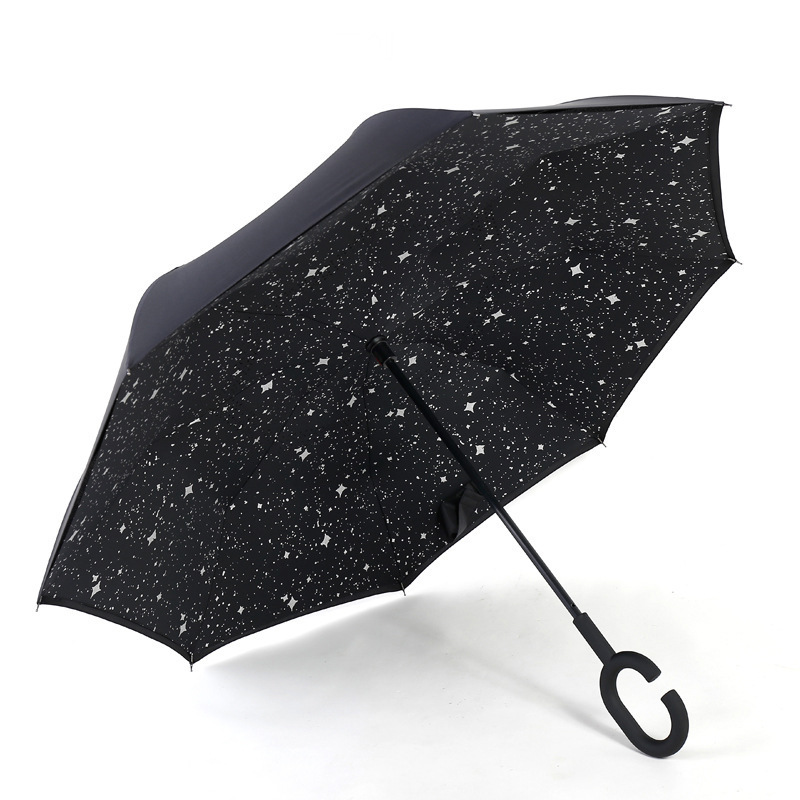 Sunday wind resistant inverse inside out c handle smart reverse upside-down double layer inverted umbrella