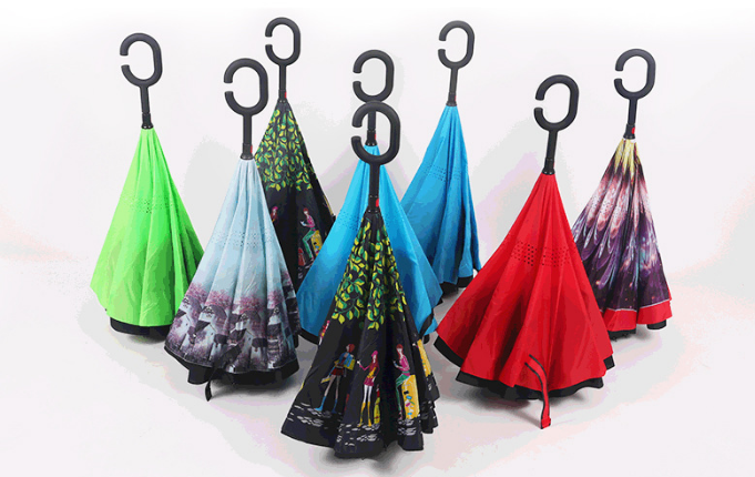 Sunday Wind resistant hands free smart reverse upside-down double layer inverted umbrella