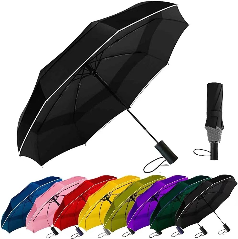 SUNDAY 49 Inch Automatic Windproof Travel Umbrella Compact Double Canopy Vented Waterproof Folding Golf Umbrellas