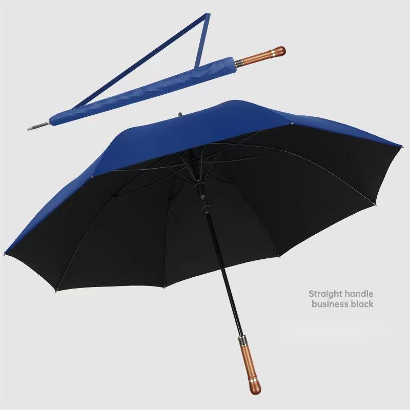 SUNDAY Non-slip wooden handle customized straight umbrella rain big golf umbrella long umbrella with logo mcc golf