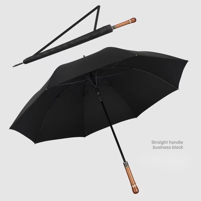 SUNDAY Non-slip wooden handle customized straight umbrella rain big golf umbrella long umbrella with logo mcc golf