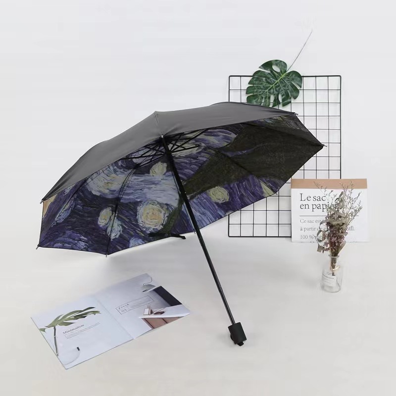 SUNDAY  Folding Umbrella Female Windproof Van Gogh Oil Painting Umbrella Rain Women Quality Outdoor Umbrellas