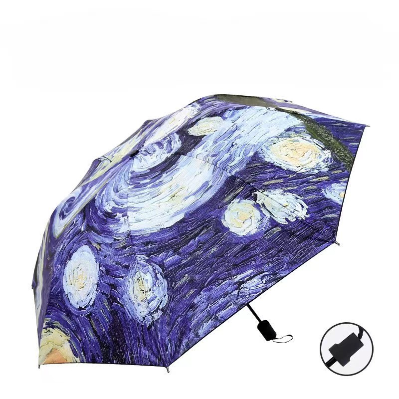 SUNDAY  Folding Umbrella Female Windproof Van Gogh Oil Painting Umbrella Rain Women Quality Outdoor Umbrellas