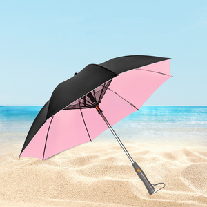 Sunday Battery Power Outdoor Summer Sun Blast Mist Water Attach Fan Handle Straight Umbrella with Hot Fan and Water Spray