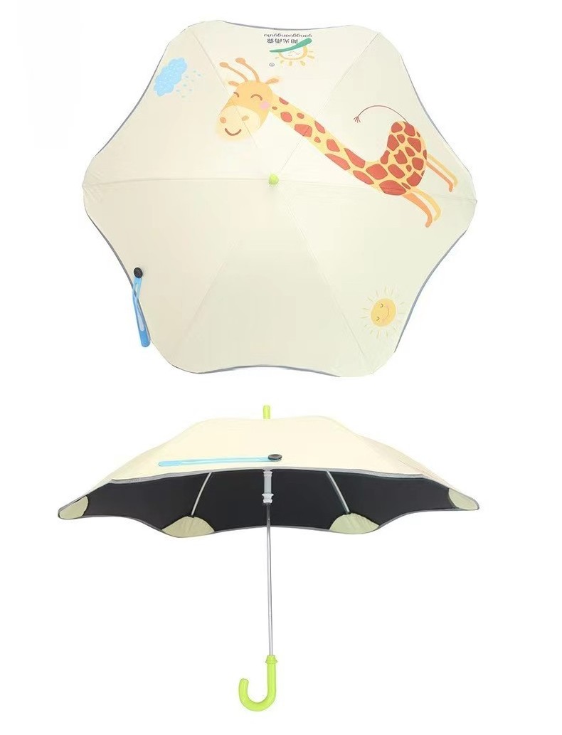 SUNDAY Reflective Strip Blunt Umbrella Black Coating Round Corner Kids Straight Umbrella For Children Gift