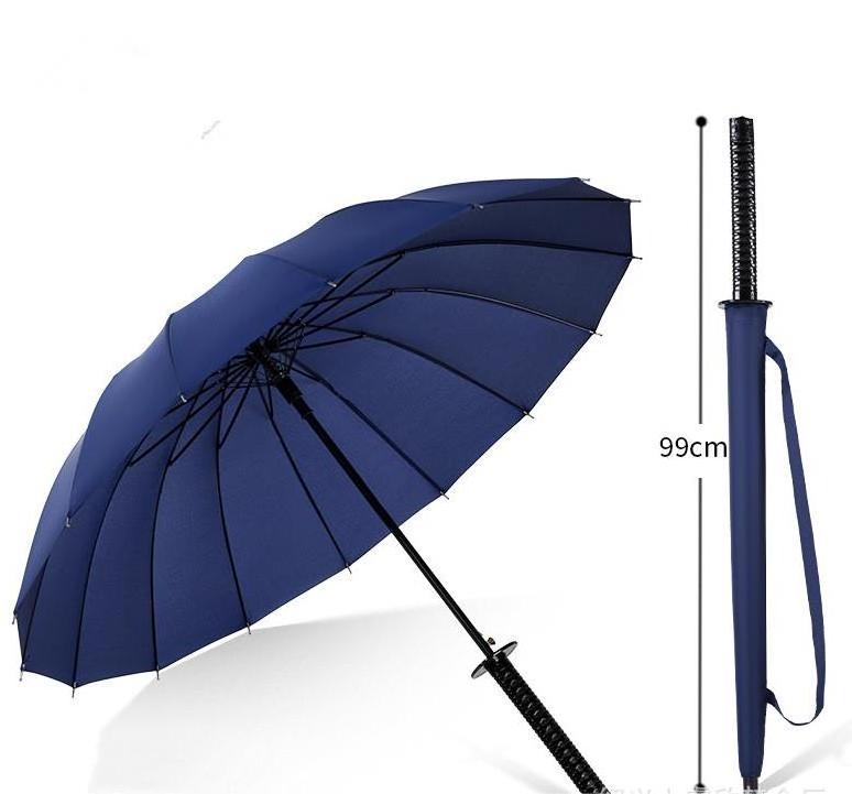 SD Wholesale Long Handle Straight Umbrella Semi-Automatic 16 And 24 Bones Super Windproof Samurai Sword Umbrella for adults