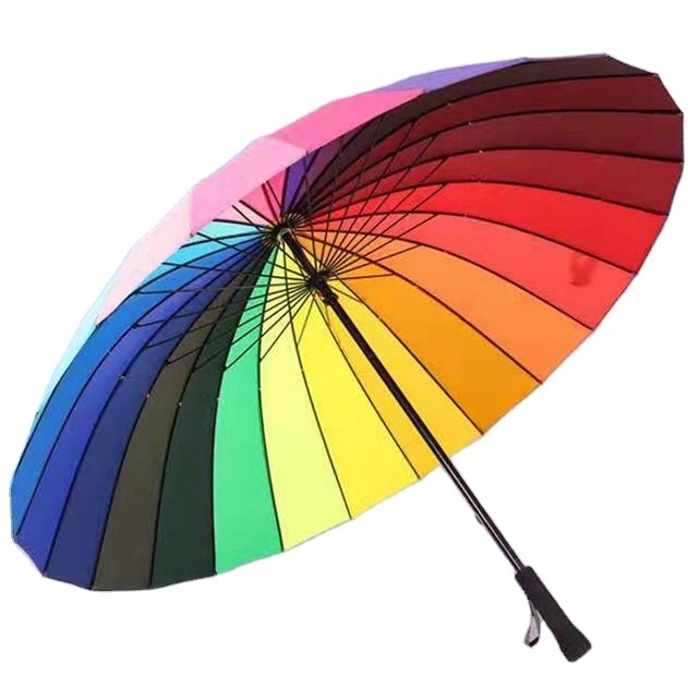 SUNDAY China manufacture 24 ribs big straight  rainbow umbrella