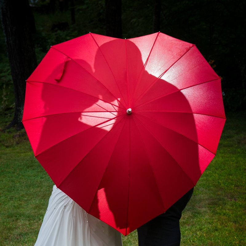 SUNDAY valentine's day wedding  red heart shape umbrella