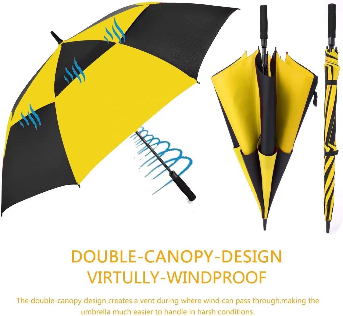 Sunday Extra Large Oversize Double Canopy Air Vented Windproof Auto Open Golf Umbrella