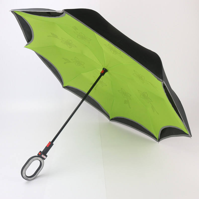 SUNDAY Flashlight  Reversed Led Handle Umbrella Windproof Golf Car Reverse Umbrella with Light