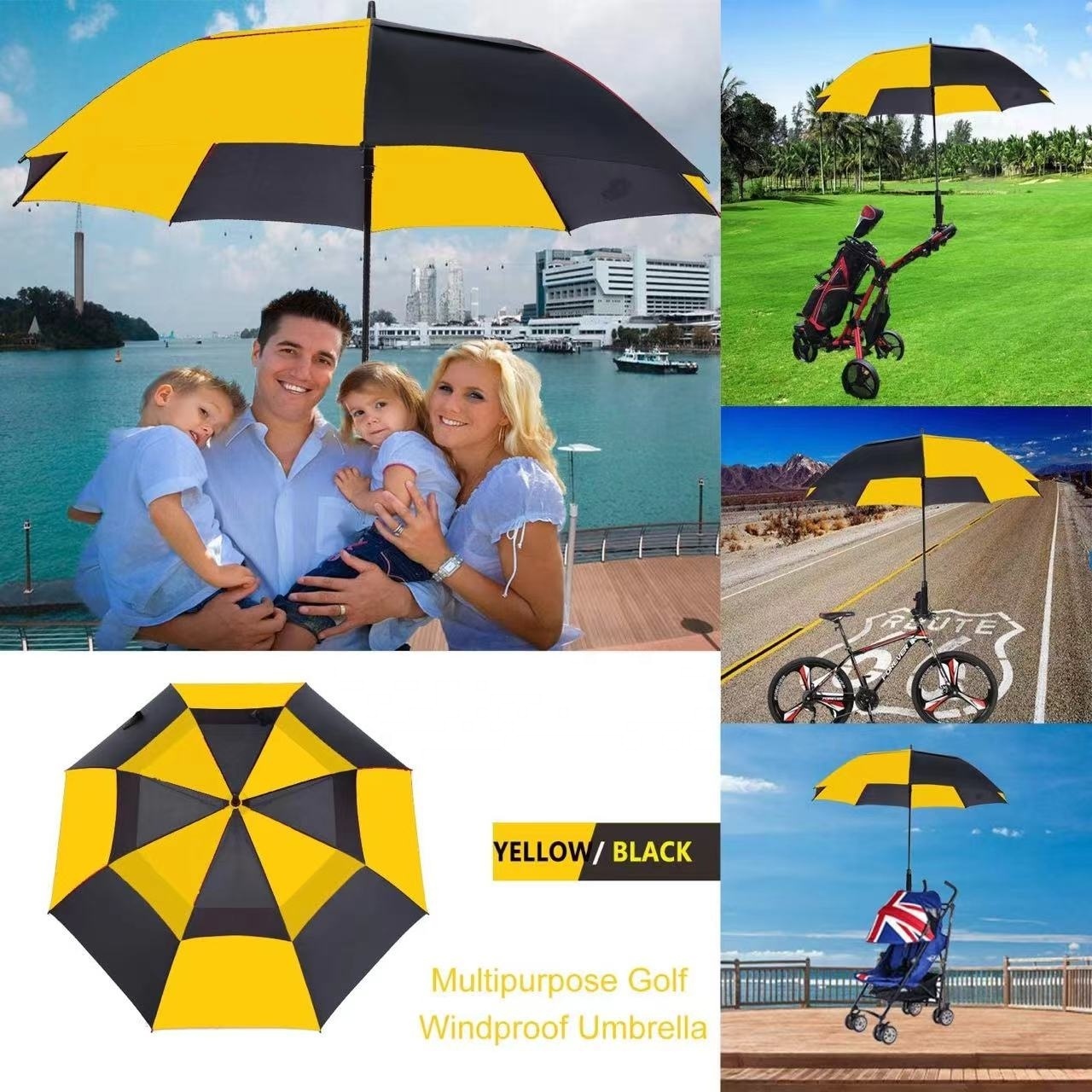 Sunday Extra Large Oversize Double Canopy Air Vented Windproof Auto Open Golf Umbrella