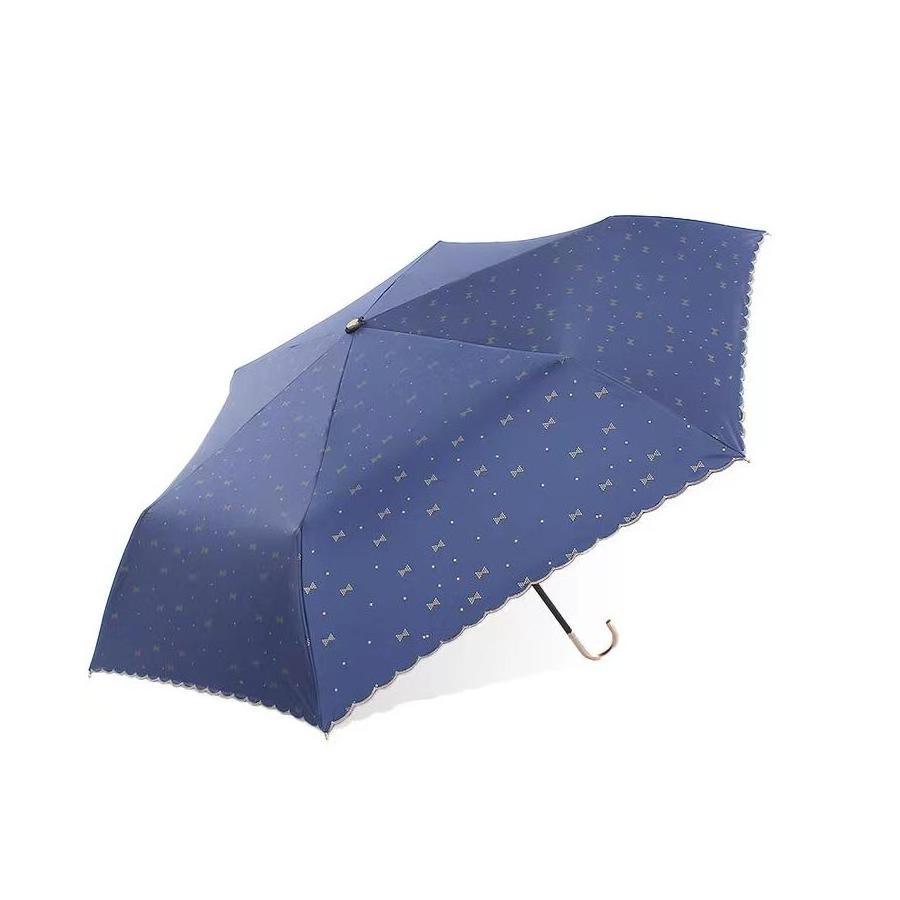 SUNDAY  new style bow strap folding  Umbrella Windproof and sunscreen 3 Fold Umbrellas embroidery umbrella