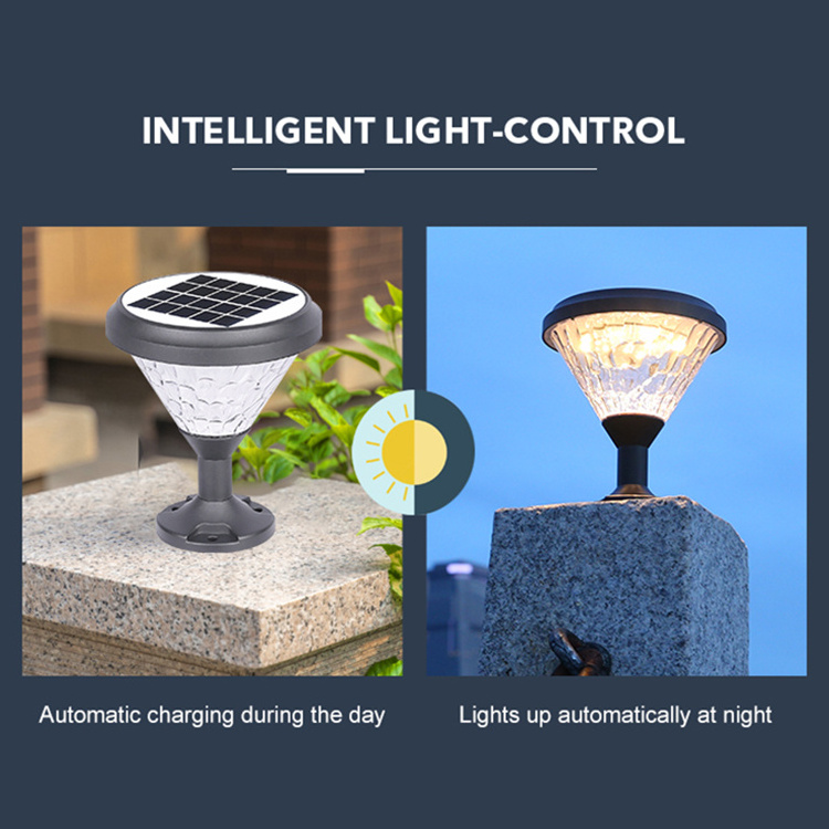 Modern Decoration Post Lamp Hotel Villa Yard Waterproof Pathway Lawn Outdoor LED Solar Pillar Light