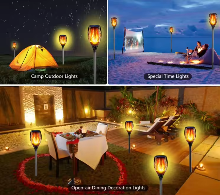 Outdoor Waterproof Torch Light Flame Lamp Landscape Flickering Flame LED Solar Garden Lights