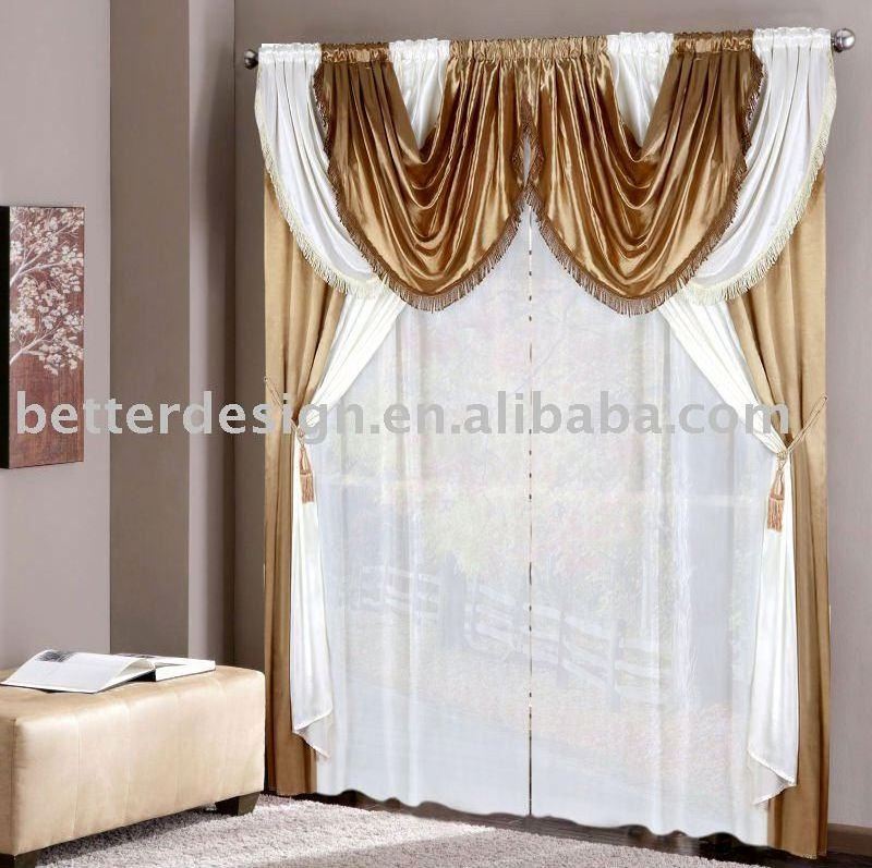 Beautiful Cheap Satin 2 Color Joint Arab Style Curtains For Home