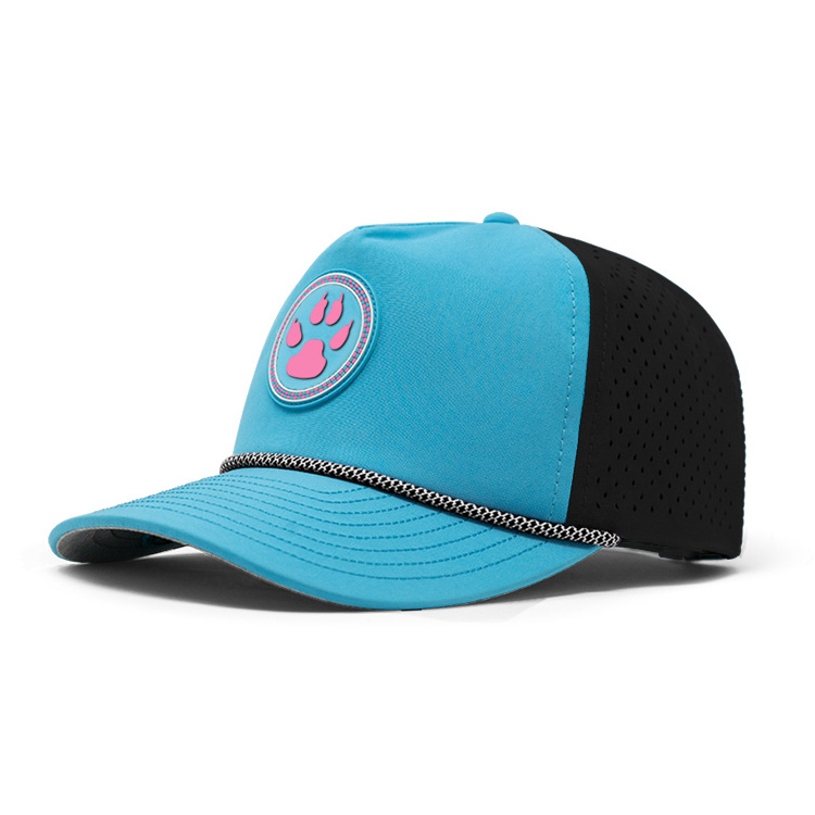 High Quality Custom PVC Logo Waterproof Laser Holes Cap Perforated Hat With Rope