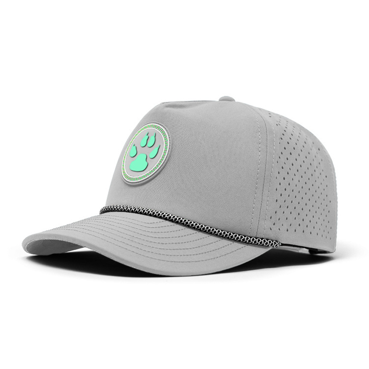 High Quality Custom PVC Logo Waterproof Laser Holes Cap Perforated Hat With Rope