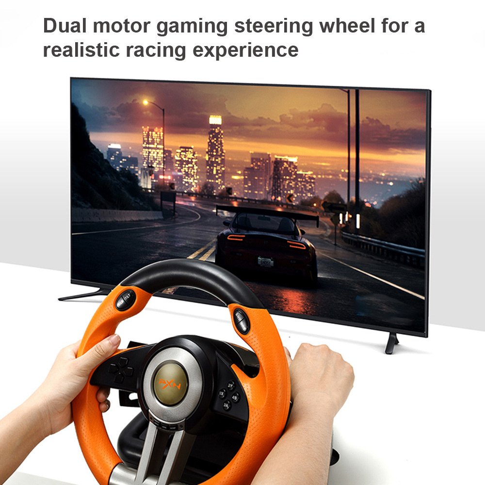 Factory Cheap PXN V3Pro Orange Black 180 Degree Wired Game Steering Wheel With Pedal For Xbox One/PC/Ps3/Ps4