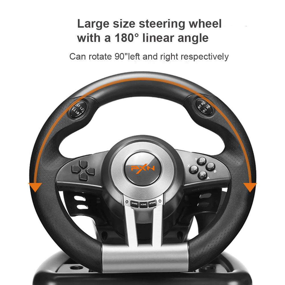 Factory Cheap PXN V3Pro Orange Black 180 Degree Wired Game Steering Wheel With Pedal For Xbox One/PC/Ps3/Ps4