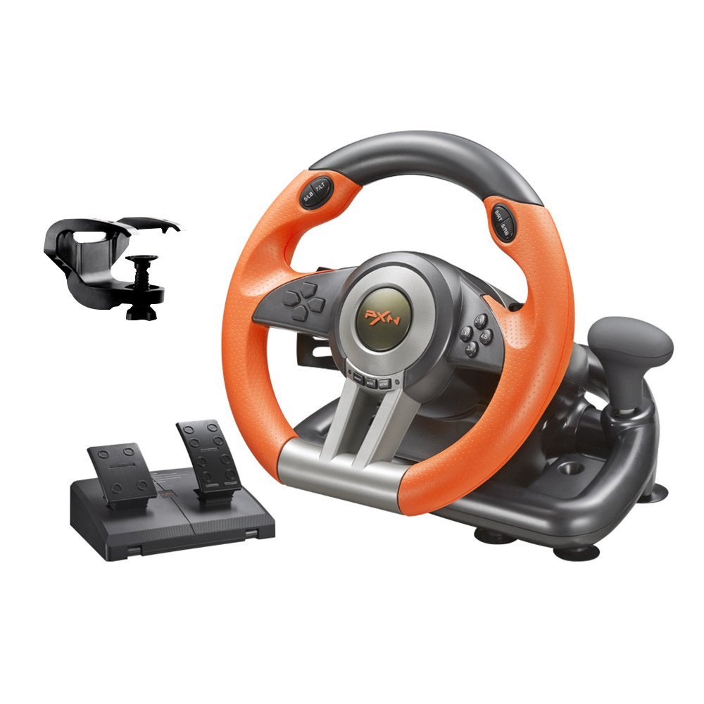 Factory Cheap PXN V3Pro Orange Black 180 Degree Wired Game Steering Wheel With Pedal For Xbox One/PC/Ps3/Ps4