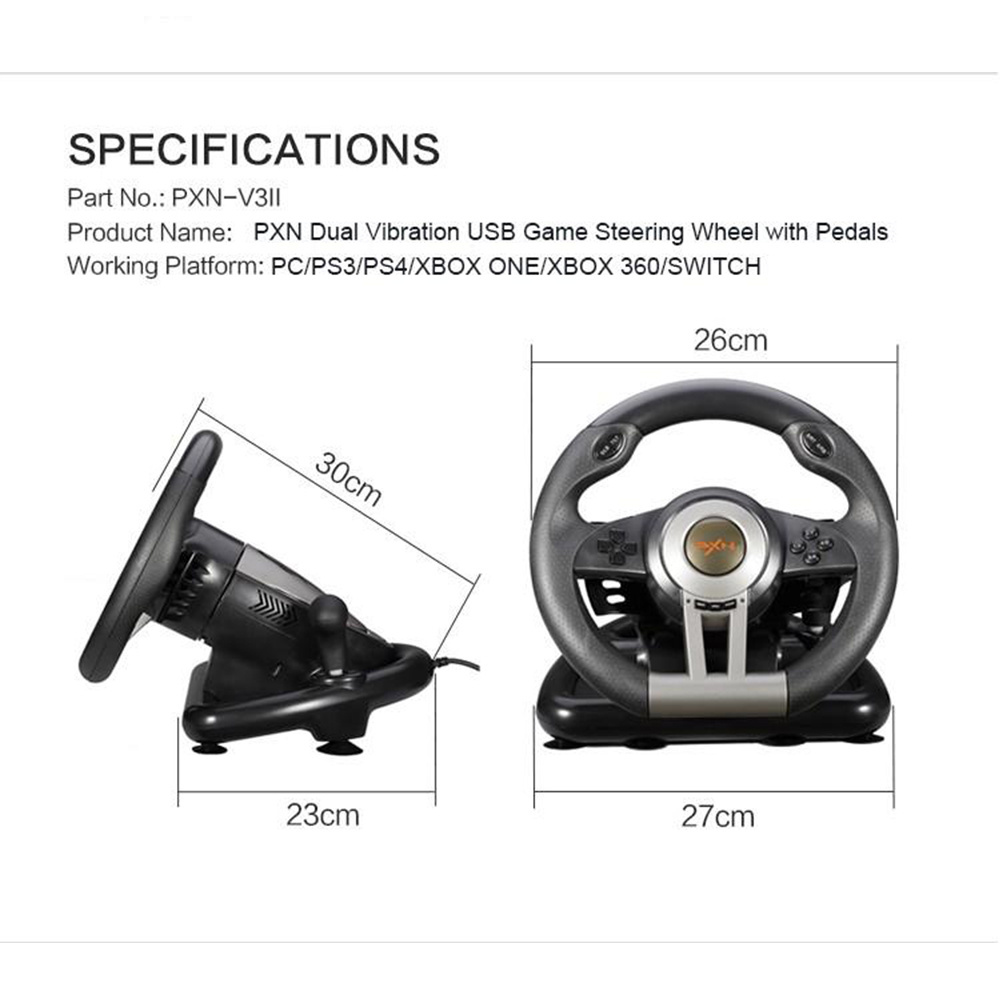 Cheap Pxn V3II Double Vibration P4/Switch/Pc Gaming Steering Wheel With Shifter And Pedals