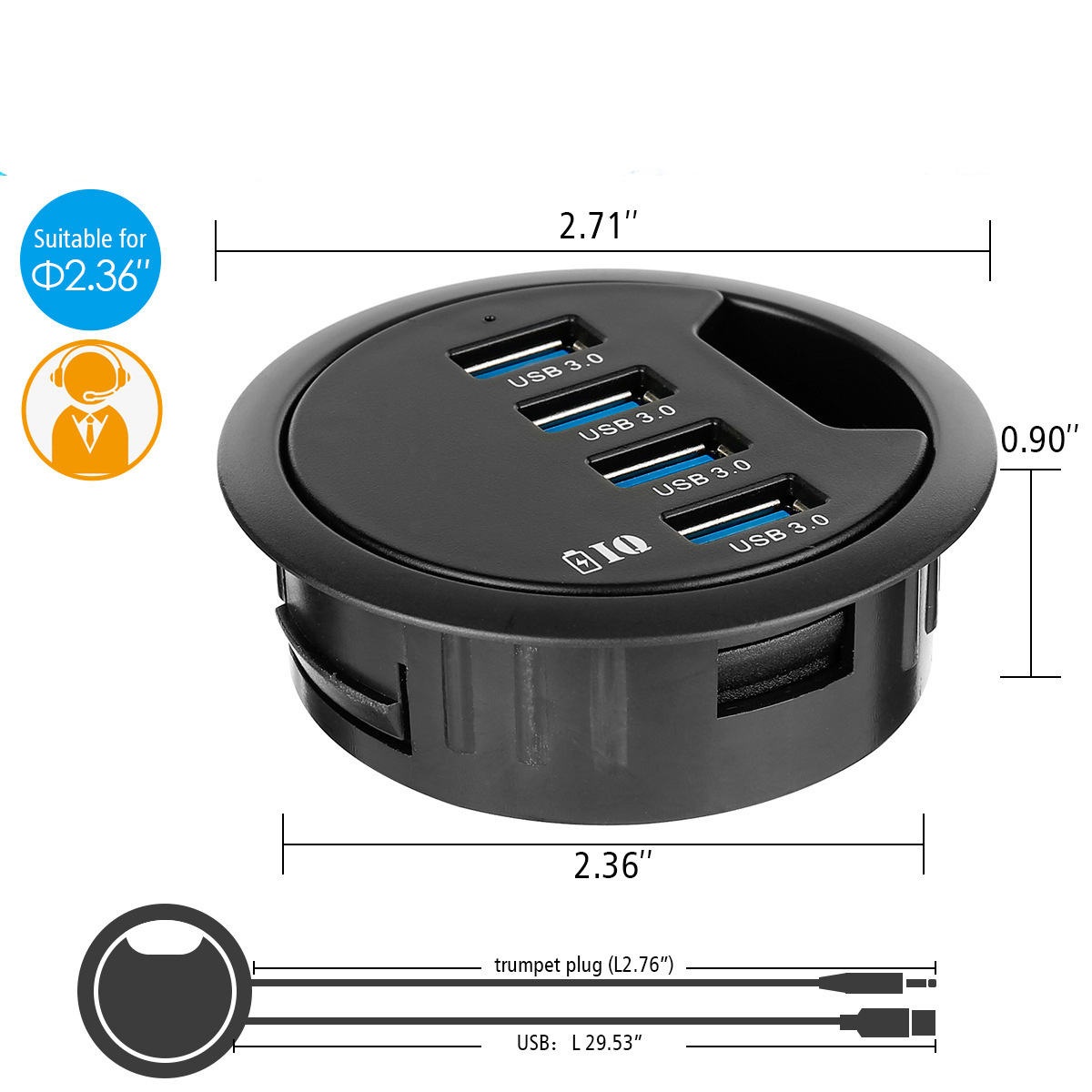 Wholesale USB3.0 Expansion 4-Port USB 3.0 Por Hub With External Charging  Power Port | BestSuppliers.com