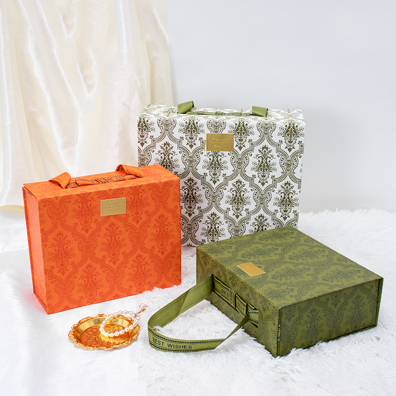 Factory wholesale luxury paper folding orange green clothes shoes bags scarves underwear packaging gift box set