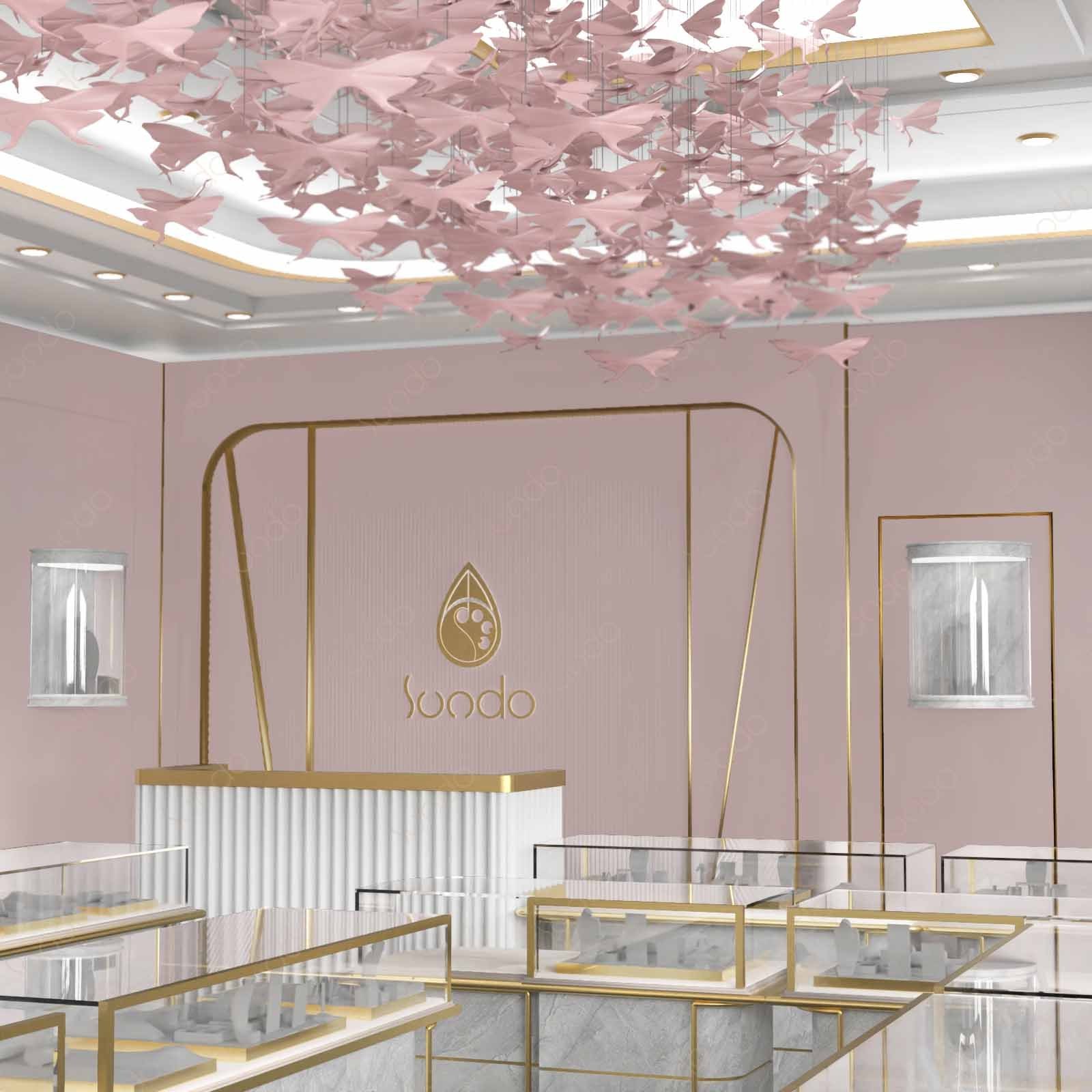 SUNDO Modern Metal Jewellery Showcase Furniture Stylish Store Display for Jewellery Shops for Mall Interior Design Ideas