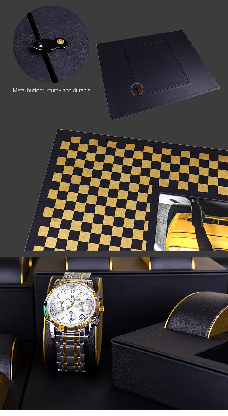 Custom Crafted black leather watch collection organizers tray travel ...
