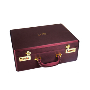 Factory Wholesale Luxury High Quality Leather Velvet Jewelry Display Tray Large Storage Box Earrings Necklace Jewelry Suitcase