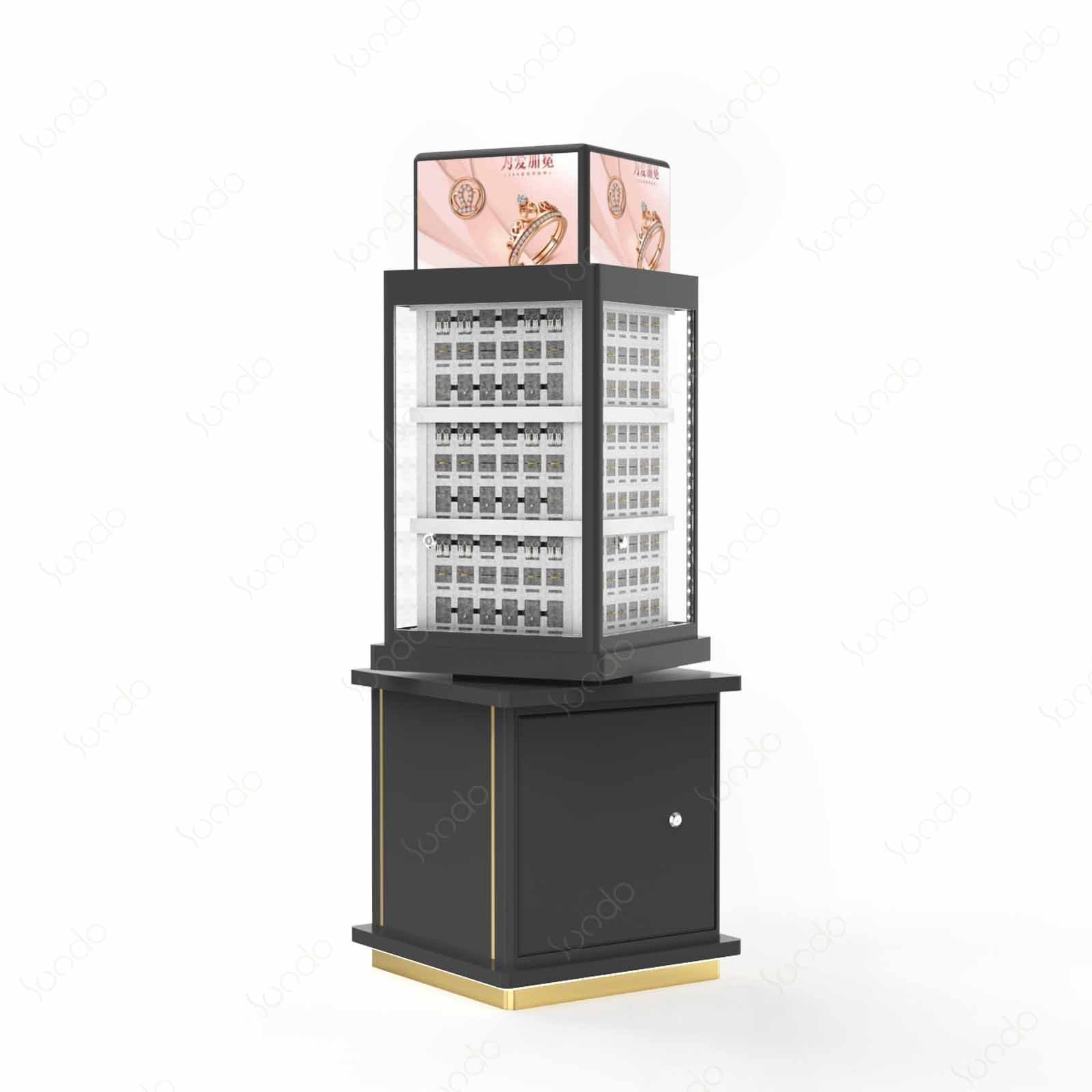 Luxury rotatable stainless steel watch jewelry showcase display cabinet custom jewelry shop cabinet display counter for store