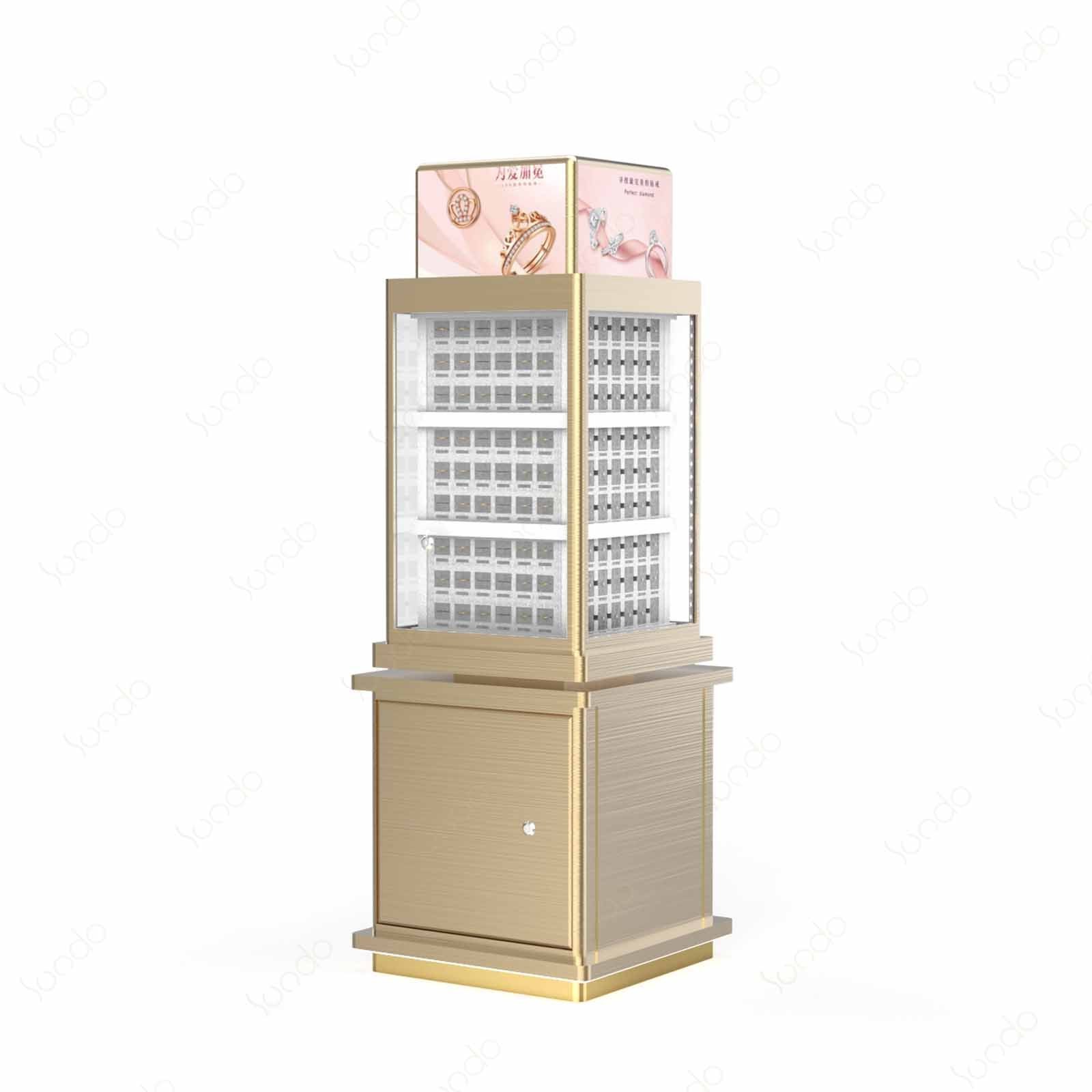 Luxury rotatable stainless steel watch jewelry showcase display cabinet custom jewelry shop cabinet display counter for store