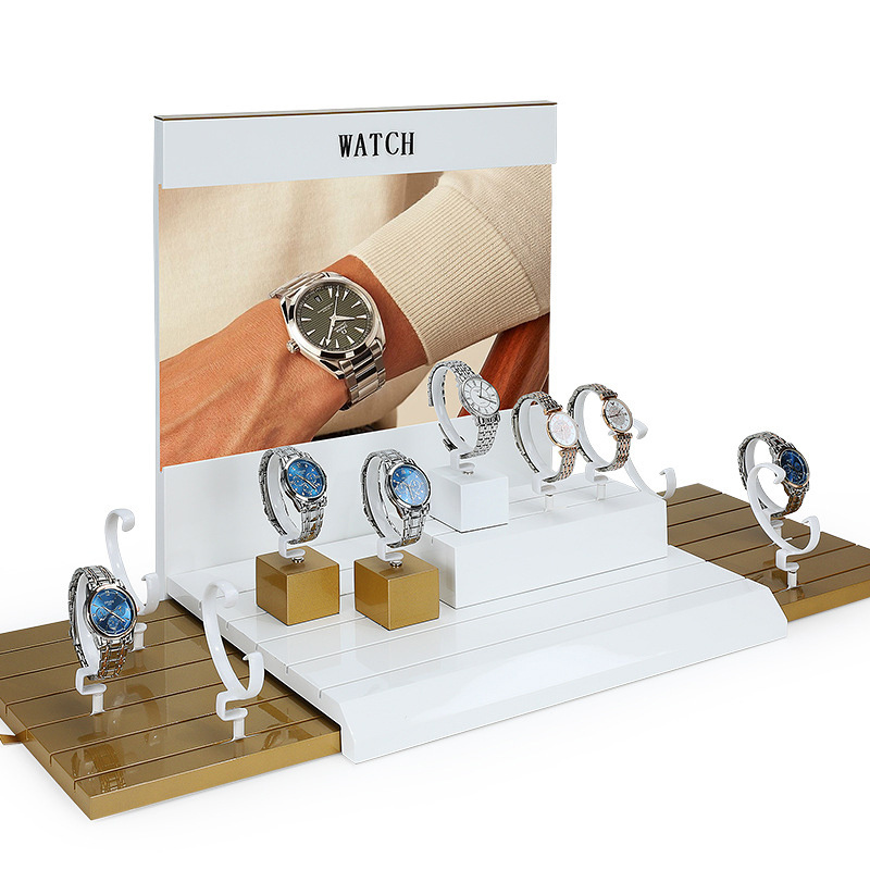 Wholesale Custom design Luxury Acrylic holder counter Watch Display stand For Wristband Watches showcase tray