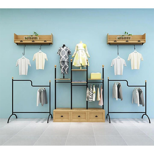 Wholesale retail clothing store furniture garment rack wall display racks shelf for boutique women clothes shop decoration