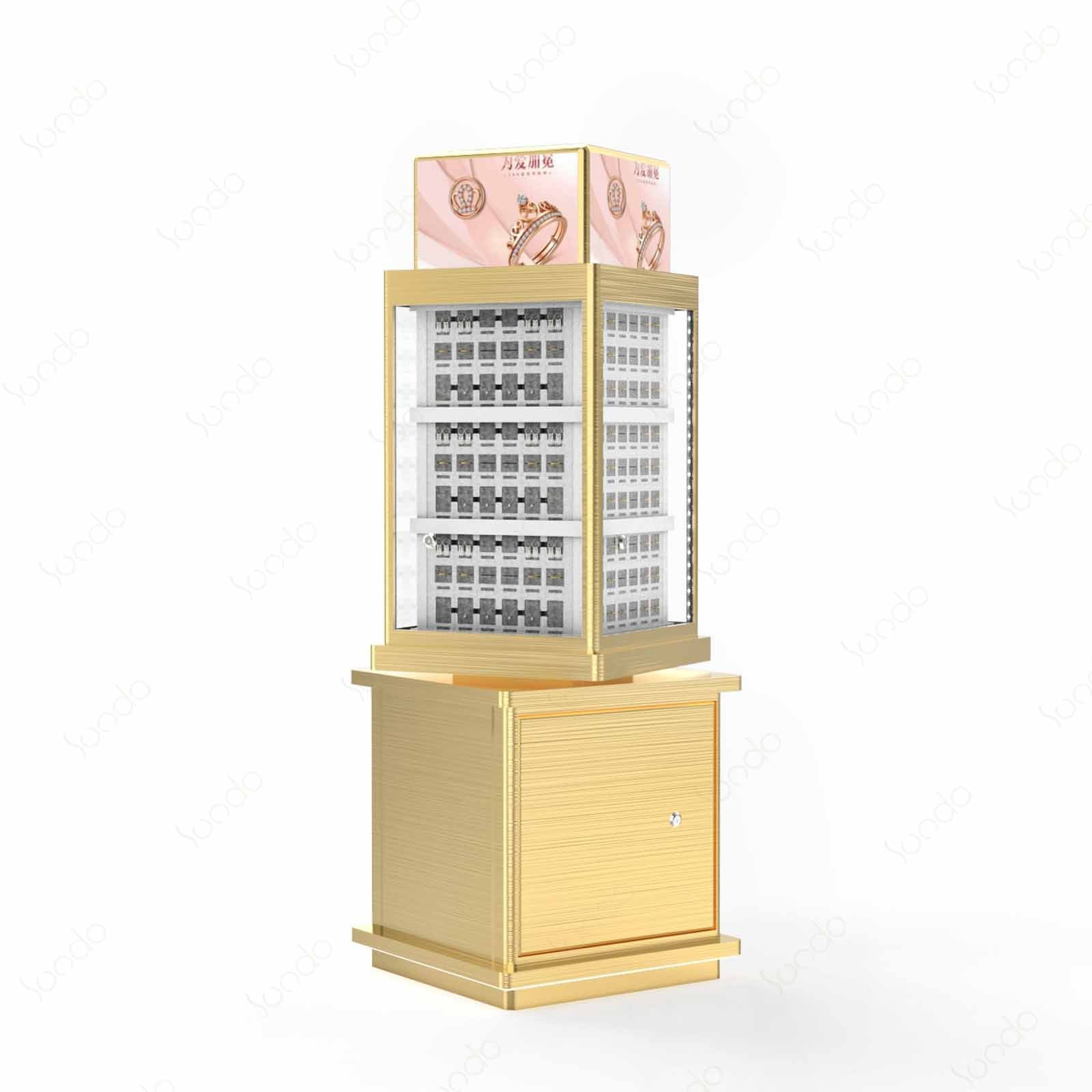 Luxury rotatable stainless steel watch jewelry showcase display cabinet custom jewelry shop cabinet display counter for store