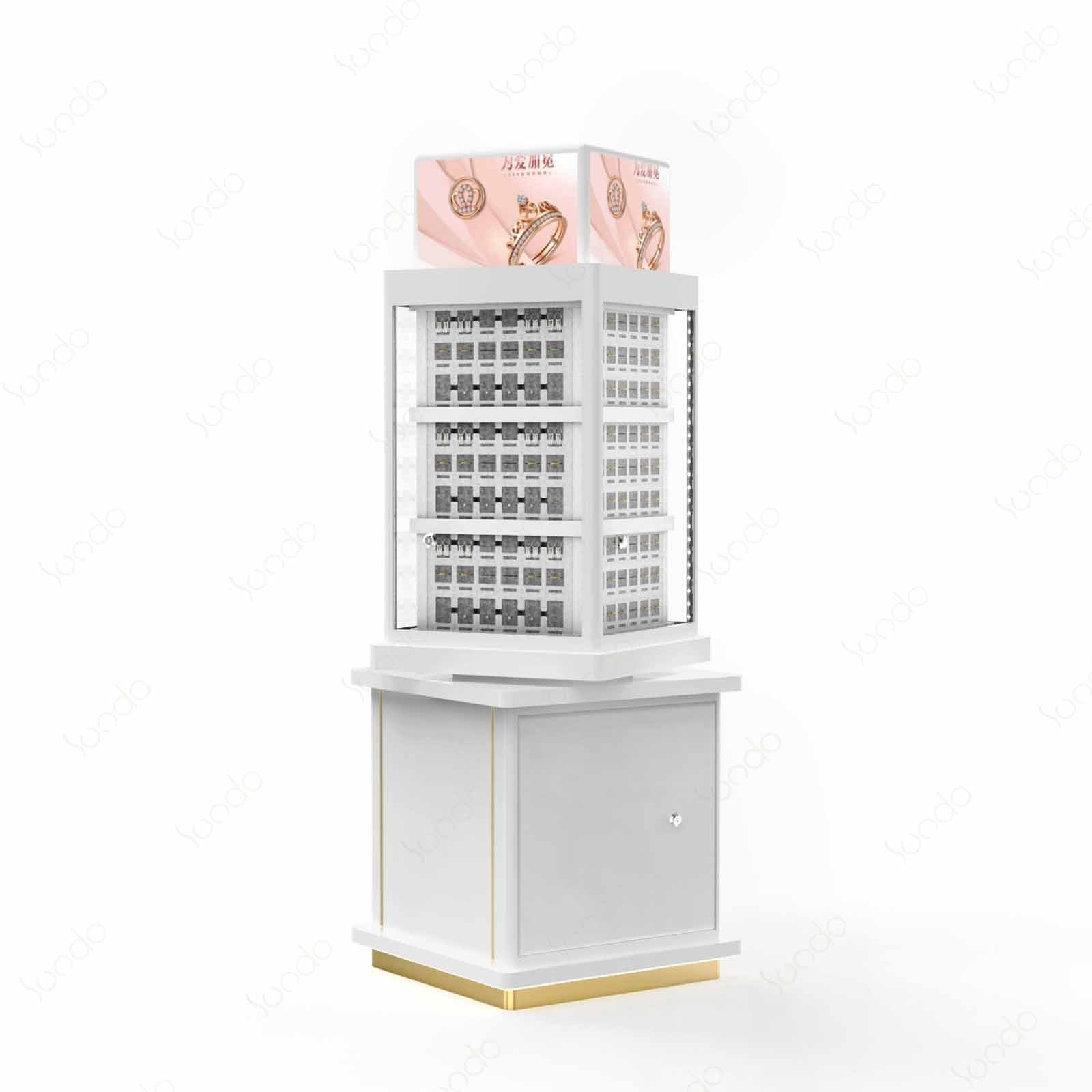 Luxury rotatable stainless steel watch jewelry showcase display cabinet custom jewelry shop cabinet display counter for store