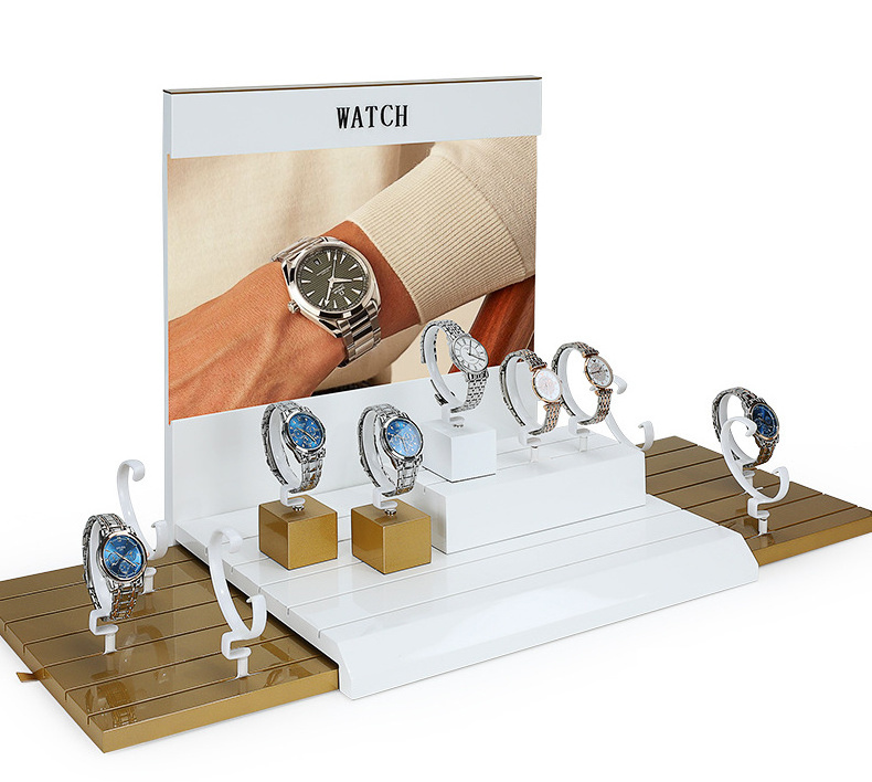 Wholesale Custom design Luxury Acrylic holder counter Watch Display stand For Wristband Watches showcase tray