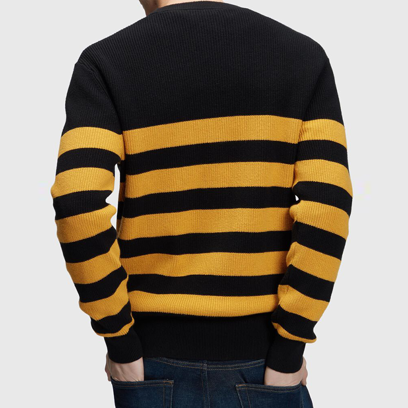 Cozy Warm Patchwork Sweater Custom Crew Neck Color Clash Design Boys Knit Top Casual Classic Men's Striped Sweater Pullover