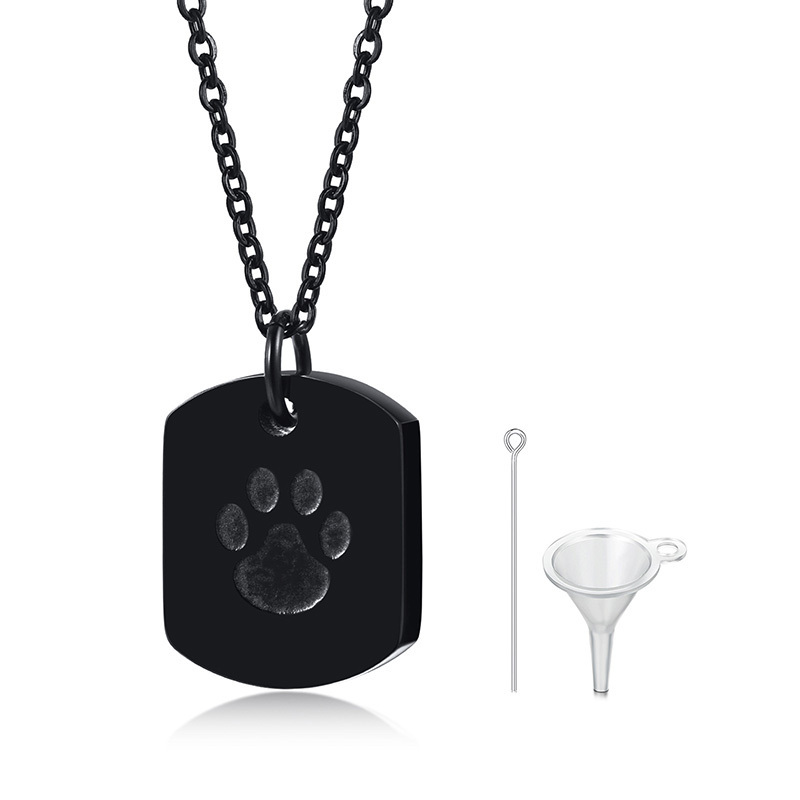 IP Black Plated Stainless Steel Ashes Jewelry Memorial Pet Cremation Urn Pendant Necklace