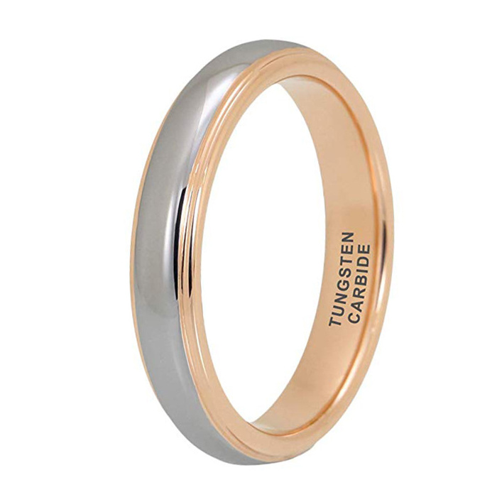 4mm Rose Gold Tungsten Rings For Men Women Classic Wedding Bands