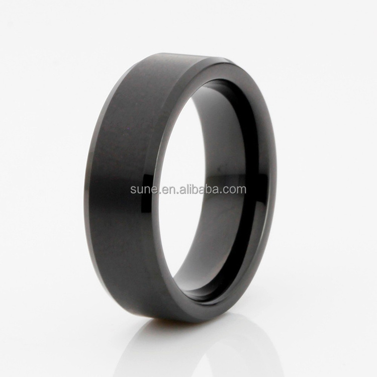 Factory Price Classic Design Black Wedding Band Brushed Surface Beveled Mens Tungsten Carbide Rings 8mm 6mm 4mm