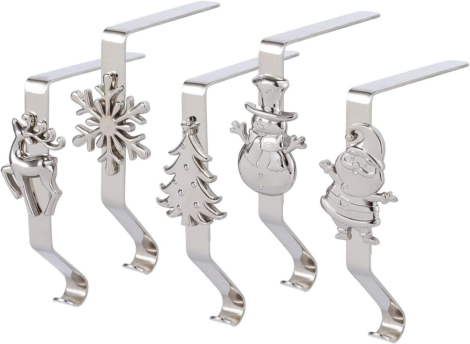 Manufacture Wholesale Silver Christmas Stocking Holder Metal Christmas Stocking Holders for Fireplace Mantle Hook