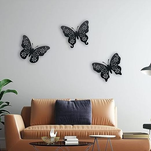 Modern Metal Wall Hanging Black Butterfly Decor Hanging Concise Wall Art Hanging for Home Decor Unique Gift