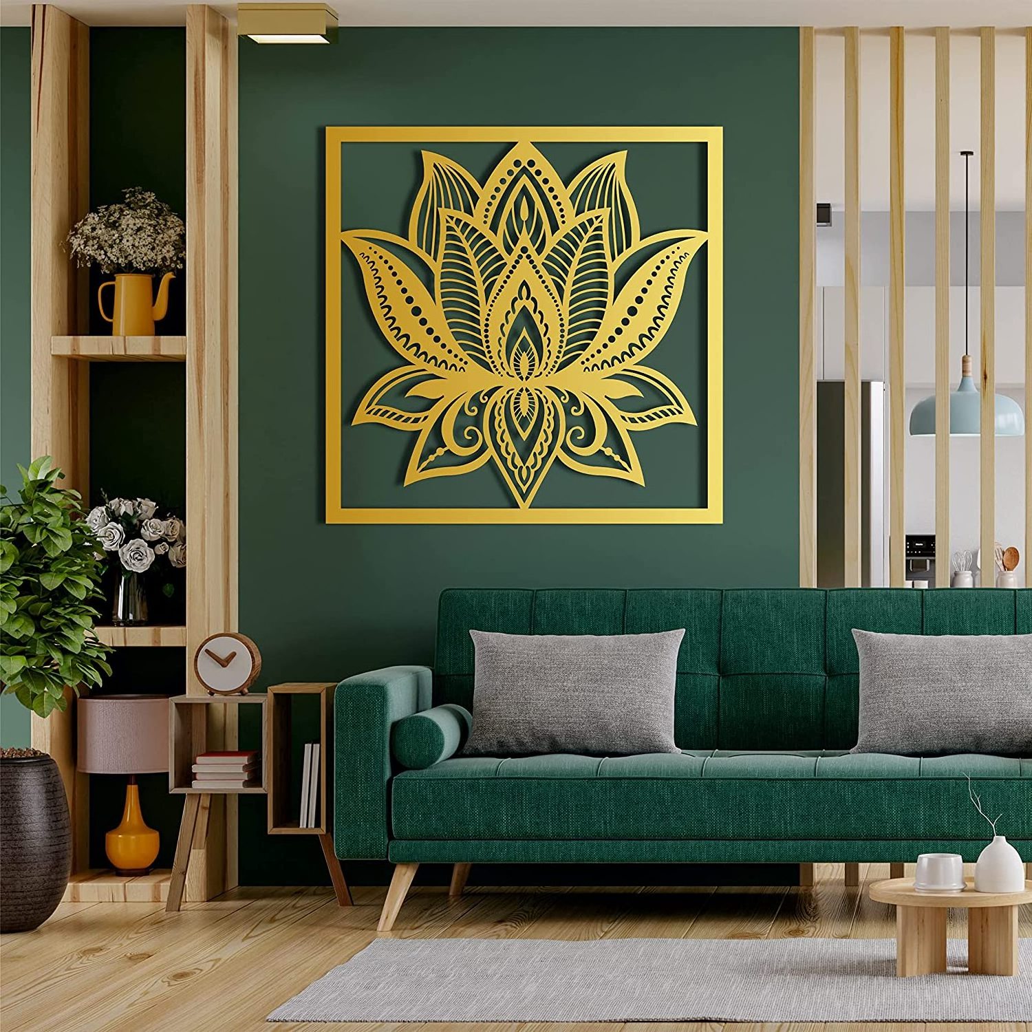 Lotus Flower Metal Wall Art Yoga Studio Gold Wall Decor Lotus Flower Spiritual Art Yoga Decoration Metal Wall Art Decor