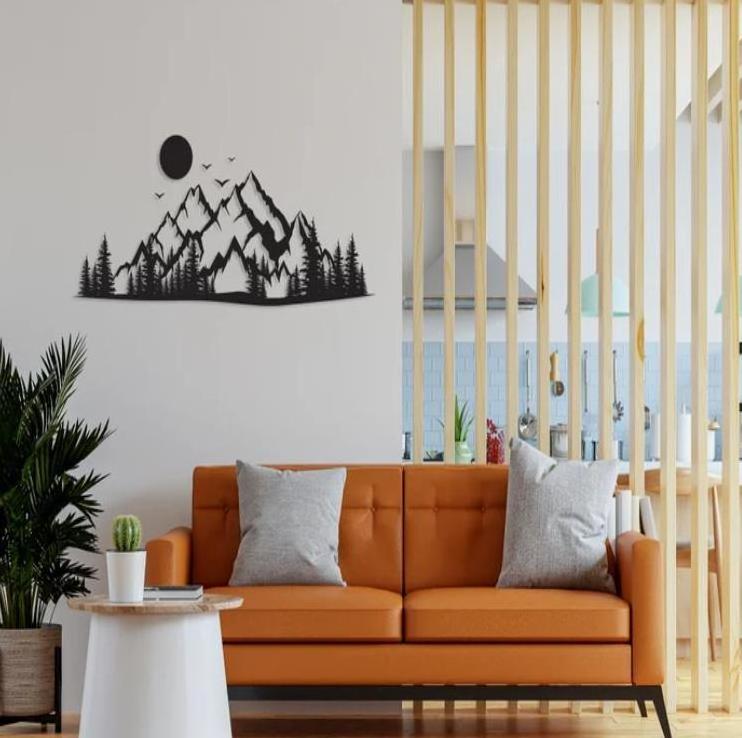 Mountain Range View Nature and Forest Decorations Home Decor Metal Wall Hanging Housewarming Gift Unique Metal Wall Art Decor