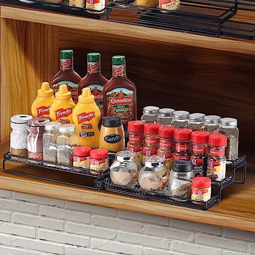 3 Tier Expandable Kitchen Seasoning Storage Shelf Spice Adjustable Spice Rack Organizer