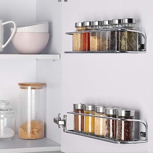 Punch-Free Multifunctional Kitchen Cabinet Spice Rack Metal Wall Mount Mason Jar Hanging Shelf and Seasoning Jar Set