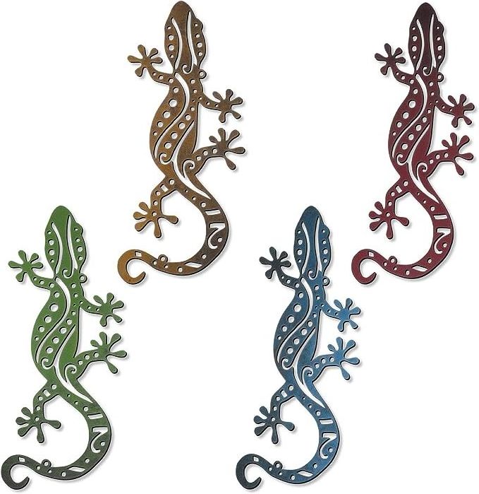 Home Hanging Metal Wall Art Gecko Animal Wrought Lizard Wall Decor Hand Make Lizard Metallic Animals Wall Decor for Bedroom