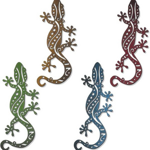 Home Hanging Metal Wall Art Gecko Animal Wrought Lizard Wall Decor Hand Make Lizard Metallic Animals Wall Decor for Bedroom