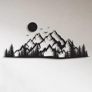 Mountain Range View Nature and Forest Decorations Home Decor Metal Wall Hanging Housewarming Gift Unique Metal Wall Art Decor